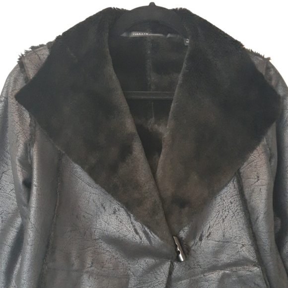 ISDA & CO. Faux fur shearling black coat size s - Picture 2 of 13